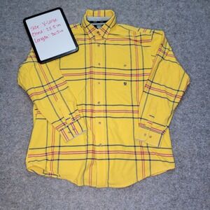 Twenty X Plaid Button Down Shirt Mens Large Yellow Red Blue Checkered